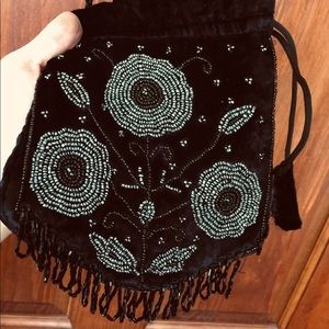 Small velvet beaded purse